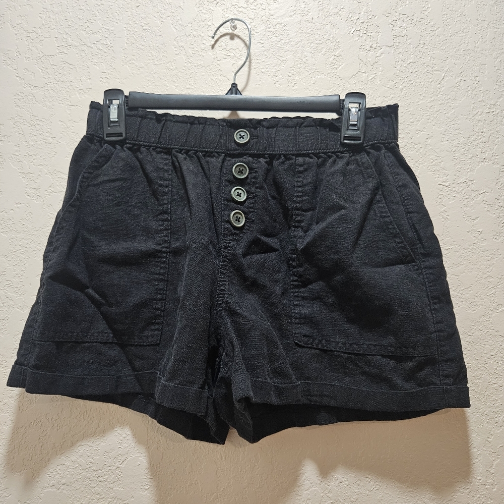 Black Button Shorts